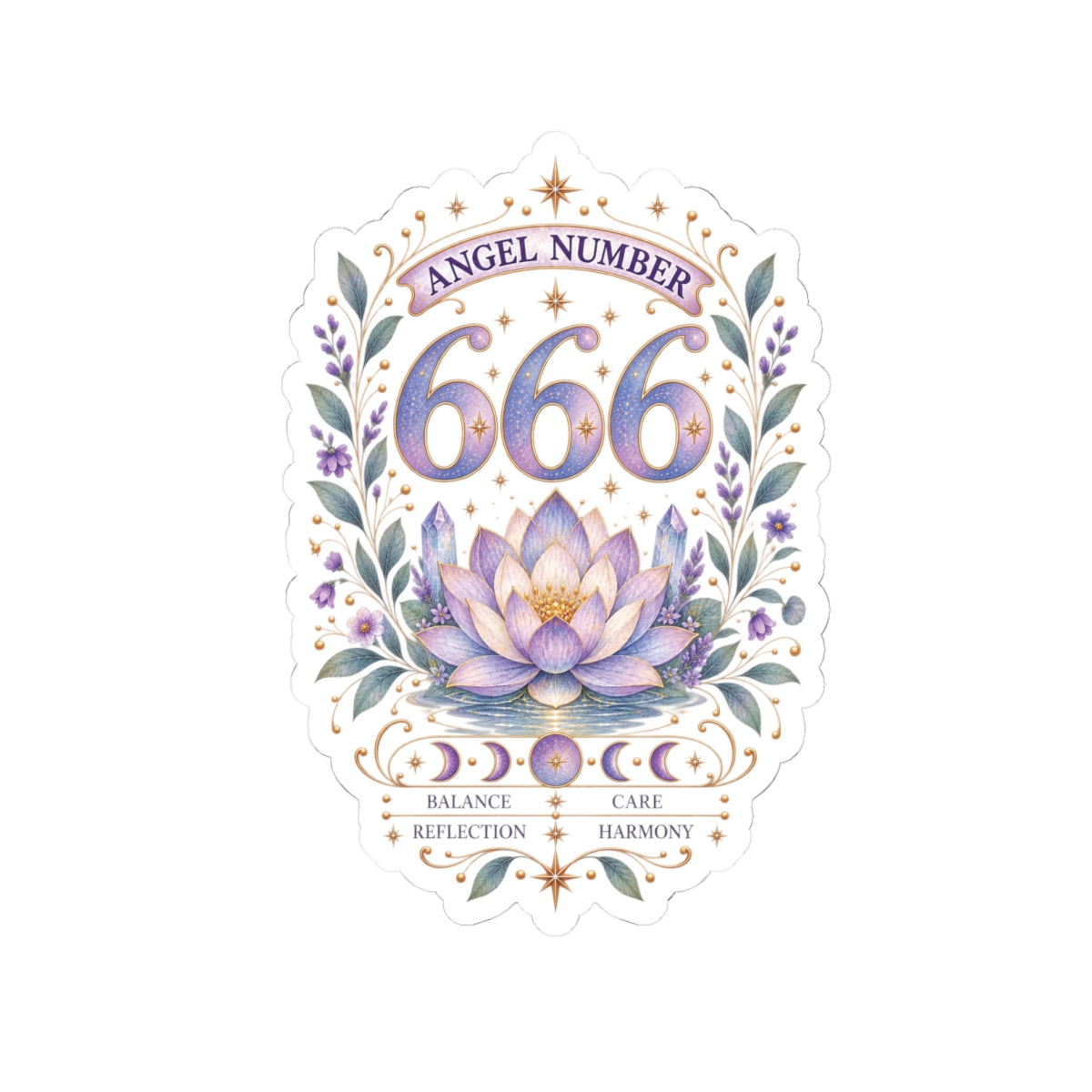 666 Angel Number Sticker, Balance & Harmony Vinyl Sticker, Reflection Celestial Sticker, Spiritual Numerology Gift