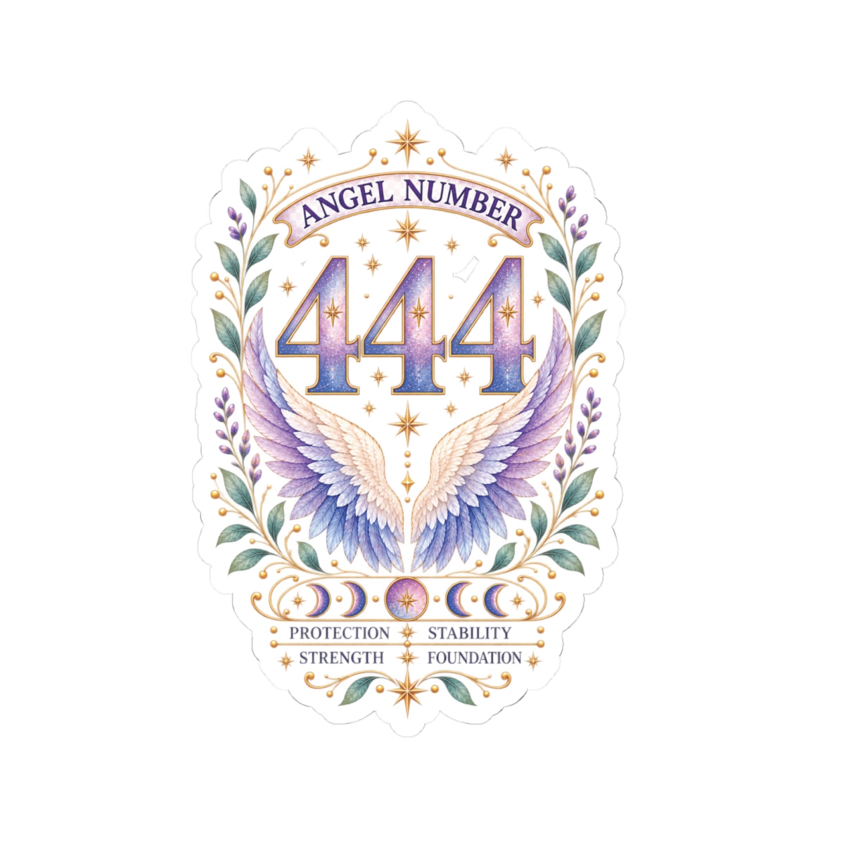 444 Angel Number Sticker, Protection Vinyl Sticker, Stability & Strength Celestial Sticker, Spiritual Numerology Gift