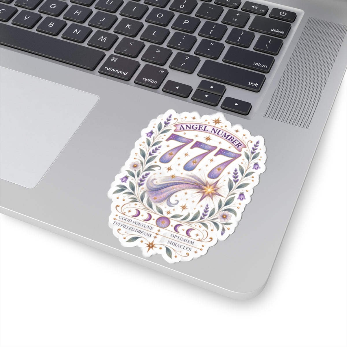 777 Angel Number Sticker, Good Fortune Vinyl Sticker, Miracles & Optimism Celestial Sticker, Spiritual Numerology Gift
