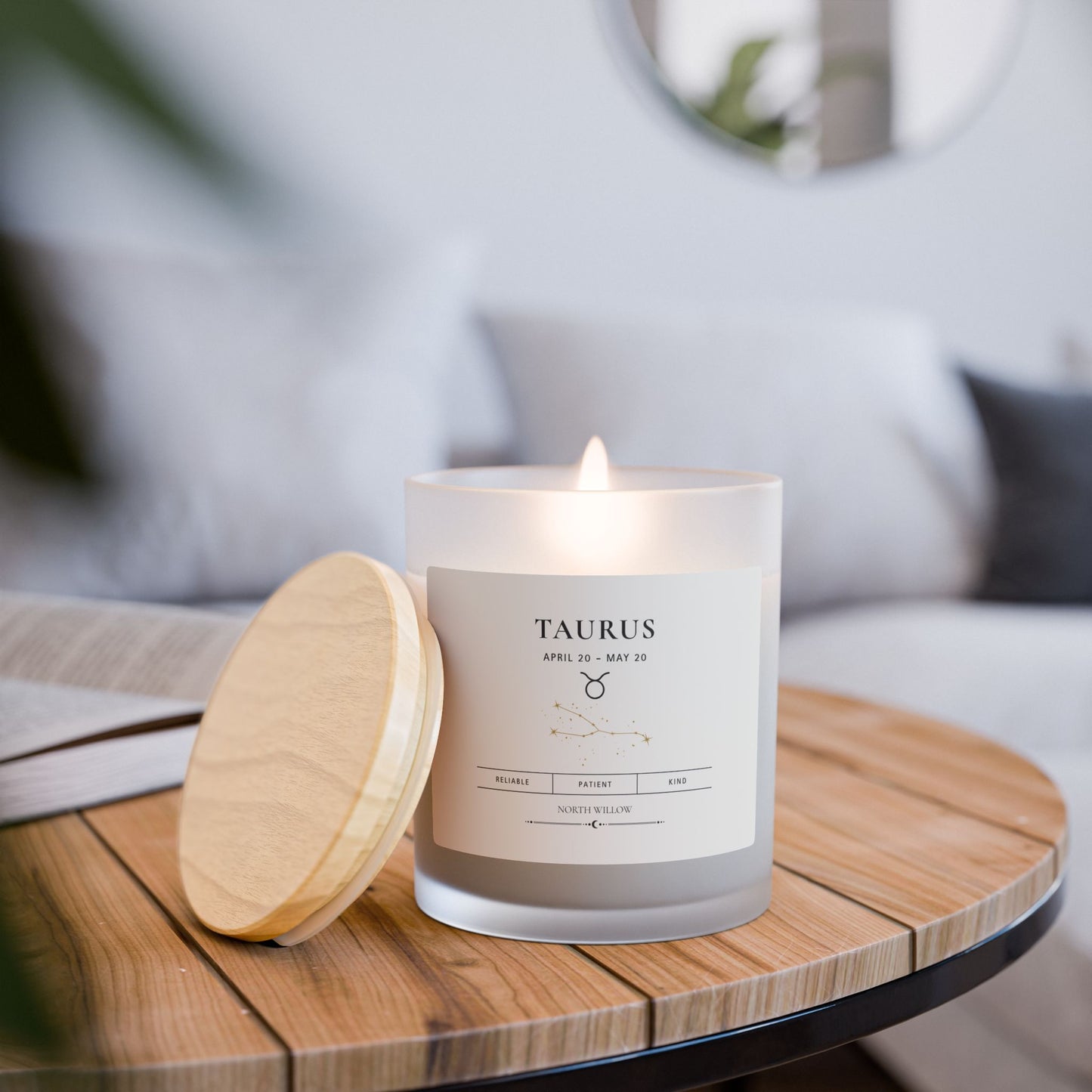 Taurus Zodiac Candle | Coconut Soy Candle | Astrology Gift | 11 oz Wooden Wick Candle