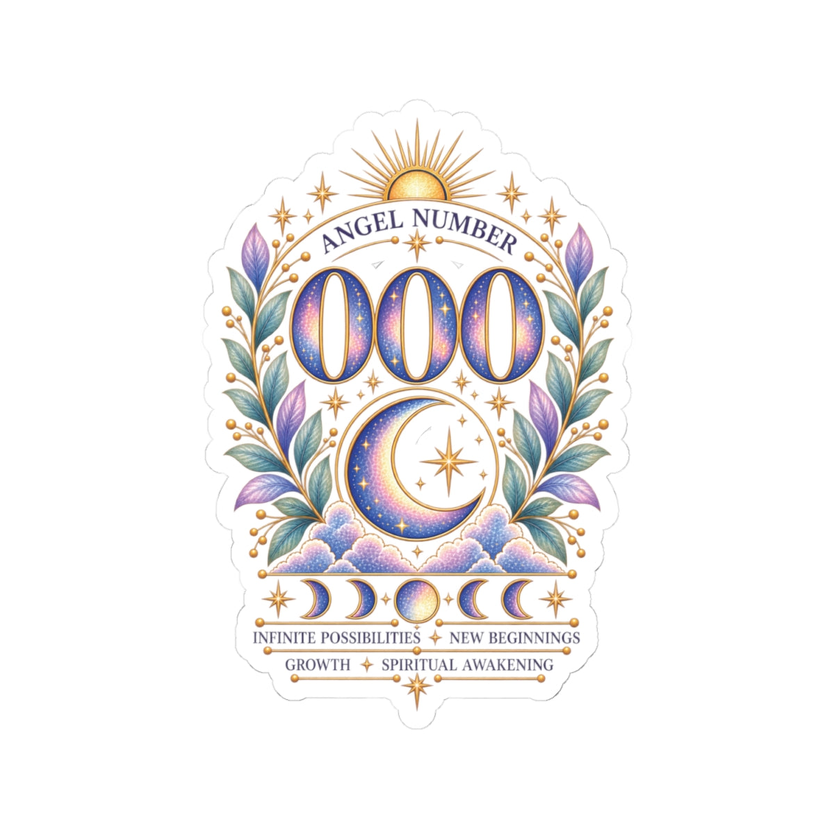 000 Angel Number Sticker, New Beginnings Vinyl Sticker, Spiritual Awakening Celestial Sticker, Numerology Gift