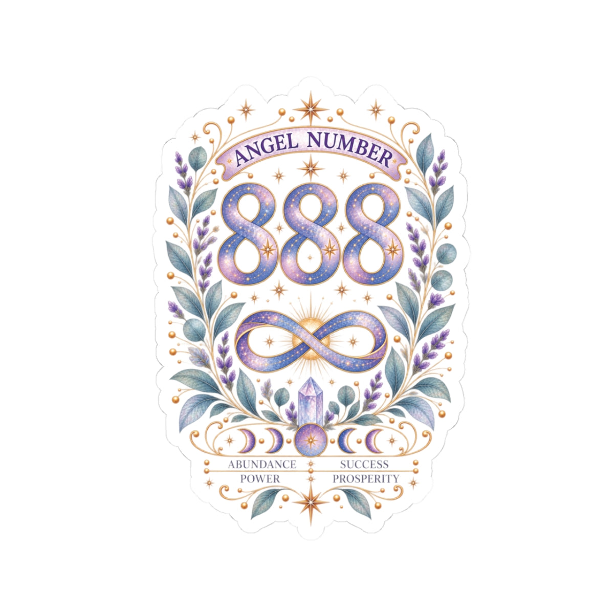 888 Angel Number Sticker, Abundance Vinyl Sticker, Prosperity & Success Celestial Sticker, Spiritual Numerology Gift