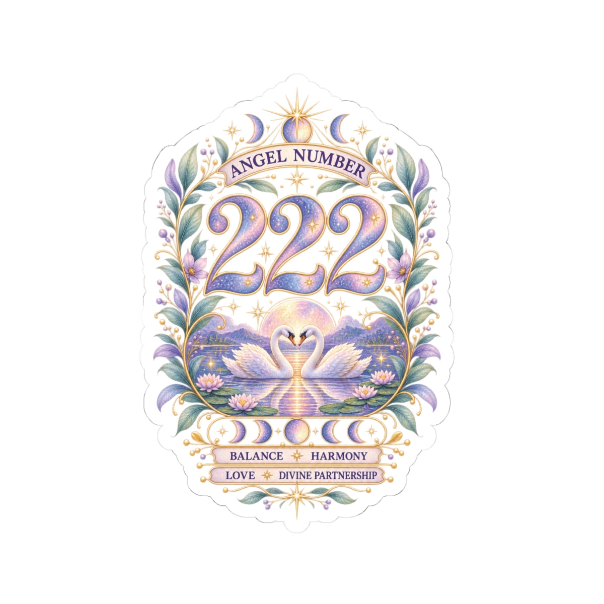 222 Angel Number Sticker, Balance & Harmony Vinyl Sticker, Love Celestial Sticker, Divine Partnership Numerology Gift