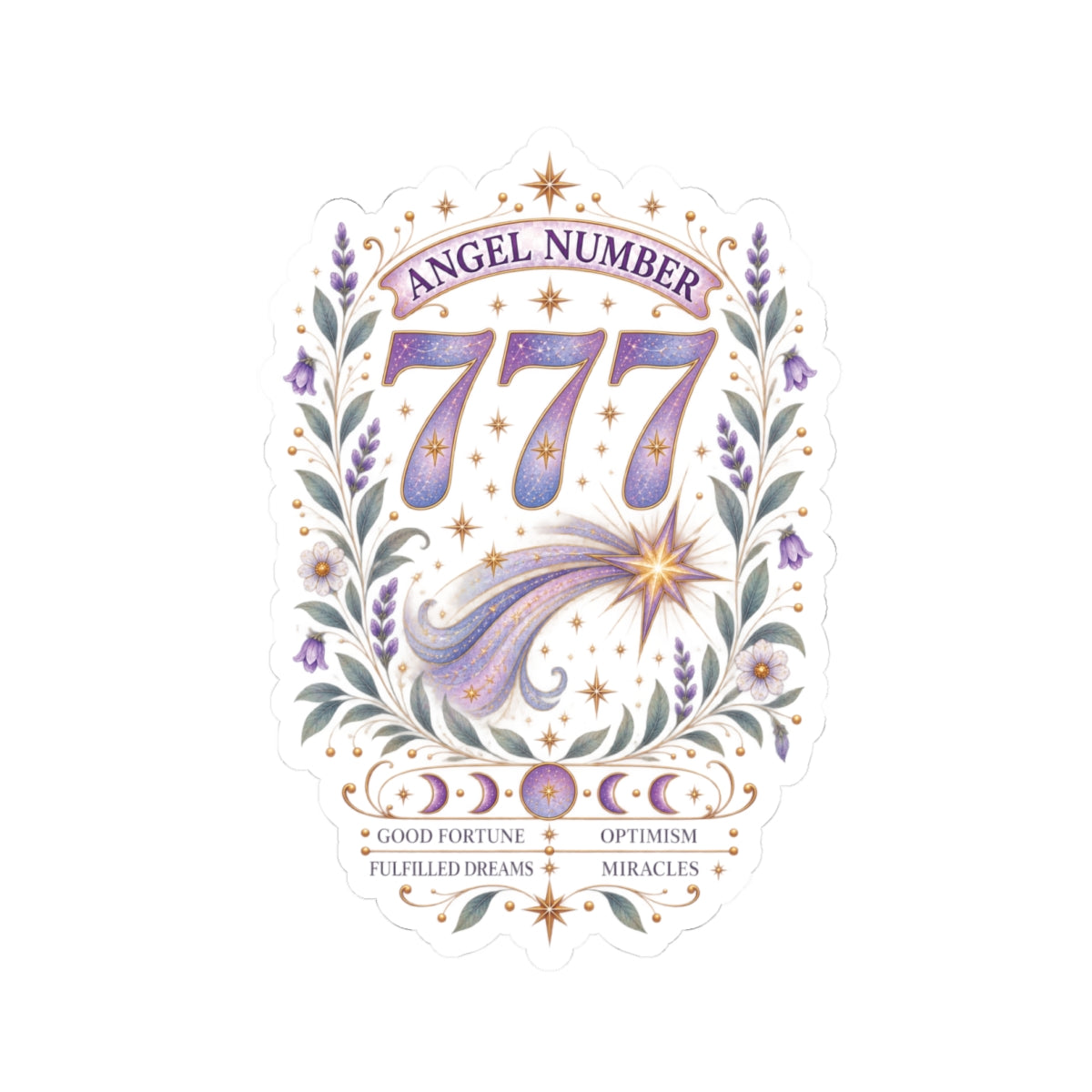 777 Angel Number Sticker, Good Fortune Vinyl Sticker, Miracles & Optimism Celestial Sticker, Spiritual Numerology Gift