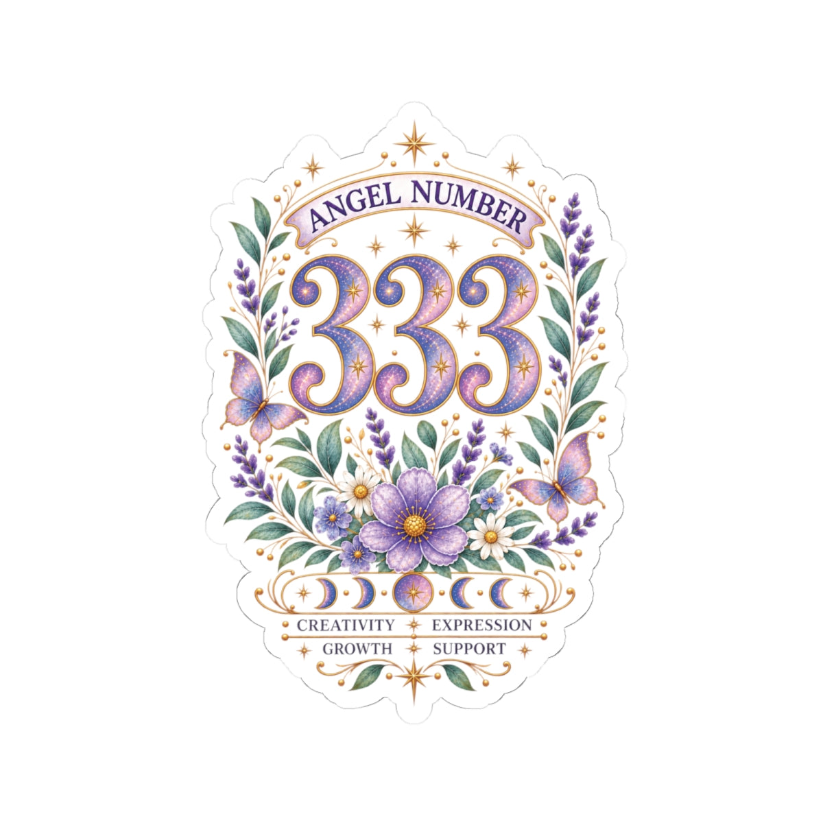 333 Angel Number Sticker, Creativity Vinyl Sticker, Growth & Expression Celestial Sticker, Spiritual Numerology Gift