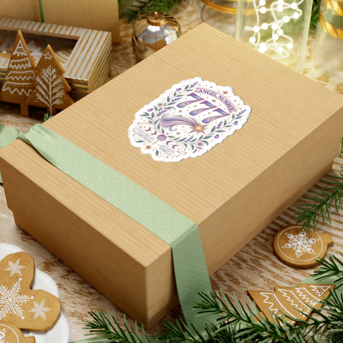 777 Angel Number Sticker, Good Fortune Vinyl Sticker, Miracles & Optimism Celestial Sticker, Spiritual Numerology Gift