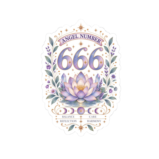 666 Angel Number Sticker, Balance & Harmony Vinyl Sticker, Reflection Celestial Sticker, Spiritual Numerology Gift