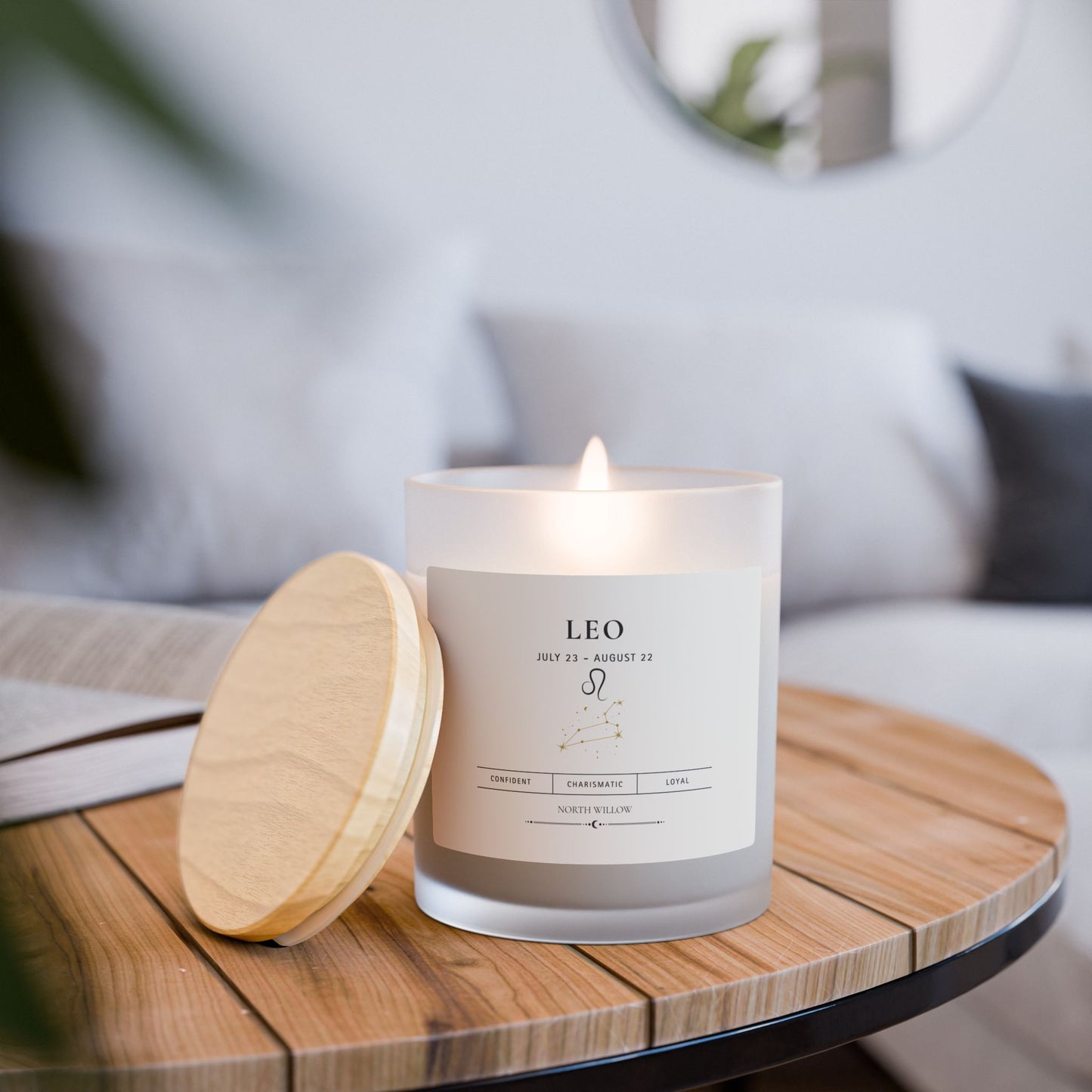 Leo Zodiac Candle | Coconut Soy Candle | Astrology Gift | 11 oz Wooden Wick Candle