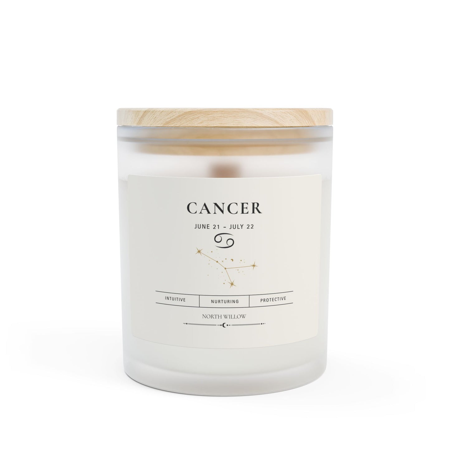 Cancer Zodiac Candle | Coconut Soy Candle | Astrology Gift | 11 oz Wooden Wick Candle
