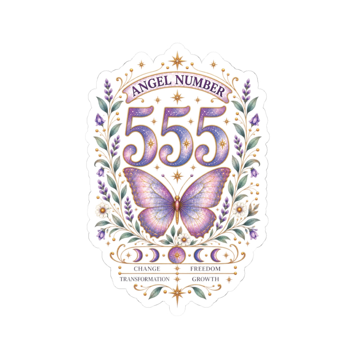555 Angel Number Sticker, Transformation Vinyl Sticker, Change & Freedom Celestial Sticker, Spiritual Numerology Gift