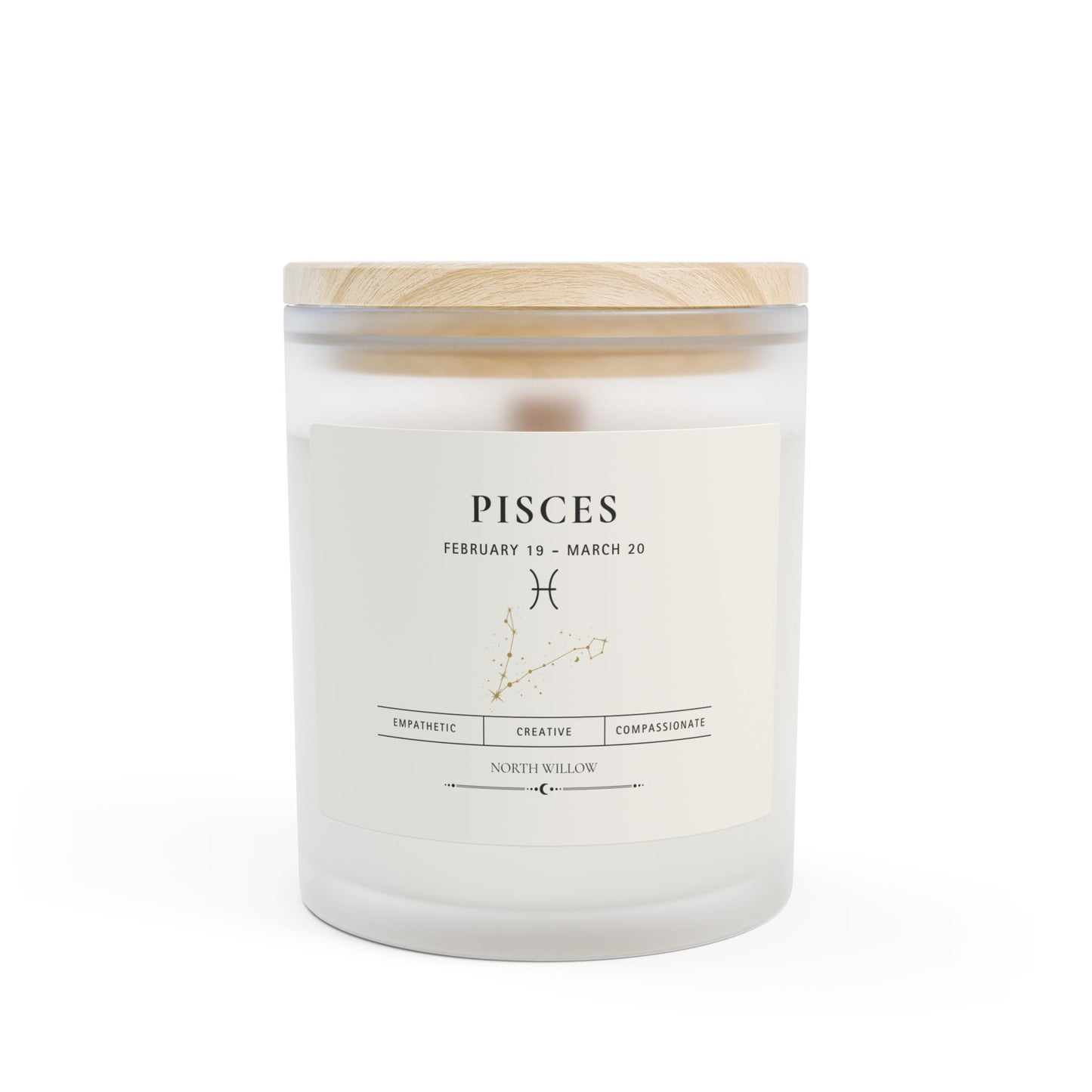 Pisces Zodiac Candle | Coconut Soy Candle | Astrology Gift | 11 oz Wooden Wick Candle