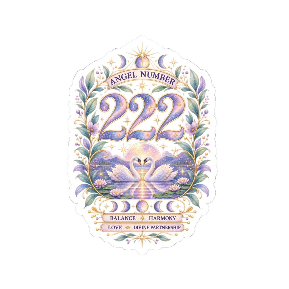 222 Angel Number Sticker, Balance & Harmony Vinyl Sticker, Love Celestial Sticker, Divine Partnership Numerology Gift