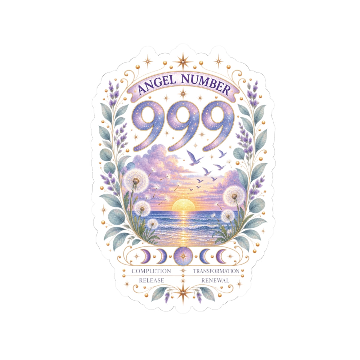 999 Angel Number Sticker, Transformation Vinyl Sticker, Completion & Renewal Celestial Sticker, Spiritual Numerology Gift