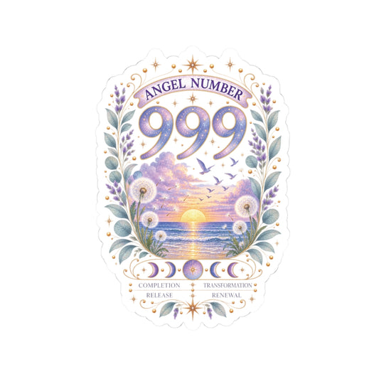 999 Angel Number Sticker, Transformation Vinyl Sticker, Completion & Renewal Celestial Sticker, Spiritual Numerology Gift
