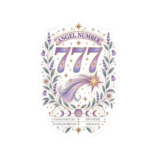 777 Angel Number Sticker, Good Fortune Vinyl Sticker, Miracles & Optimism Celestial Sticker, Spiritual Numerology Gift