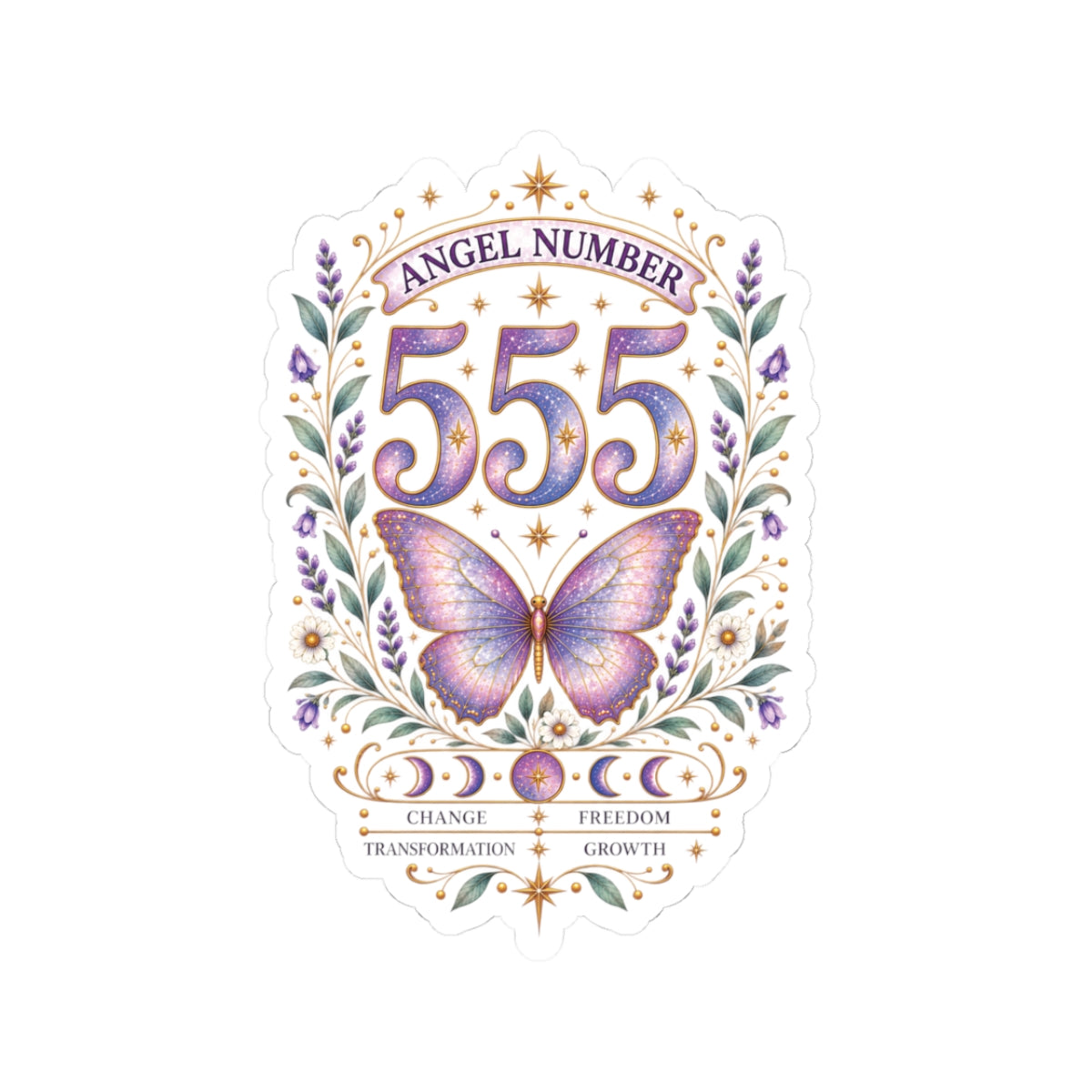 555 Angel Number Sticker, Transformation Vinyl Sticker, Change & Freedom Celestial Sticker, Spiritual Numerology Gift
