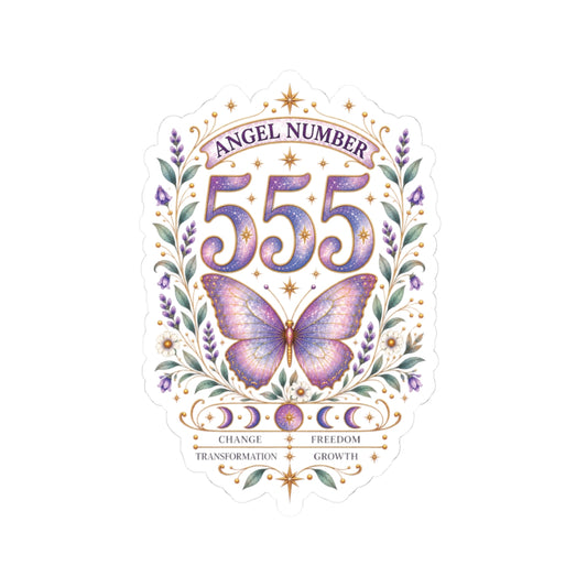 555 Angel Number Sticker, Transformation Vinyl Sticker, Change & Freedom Celestial Sticker, Spiritual Numerology Gift