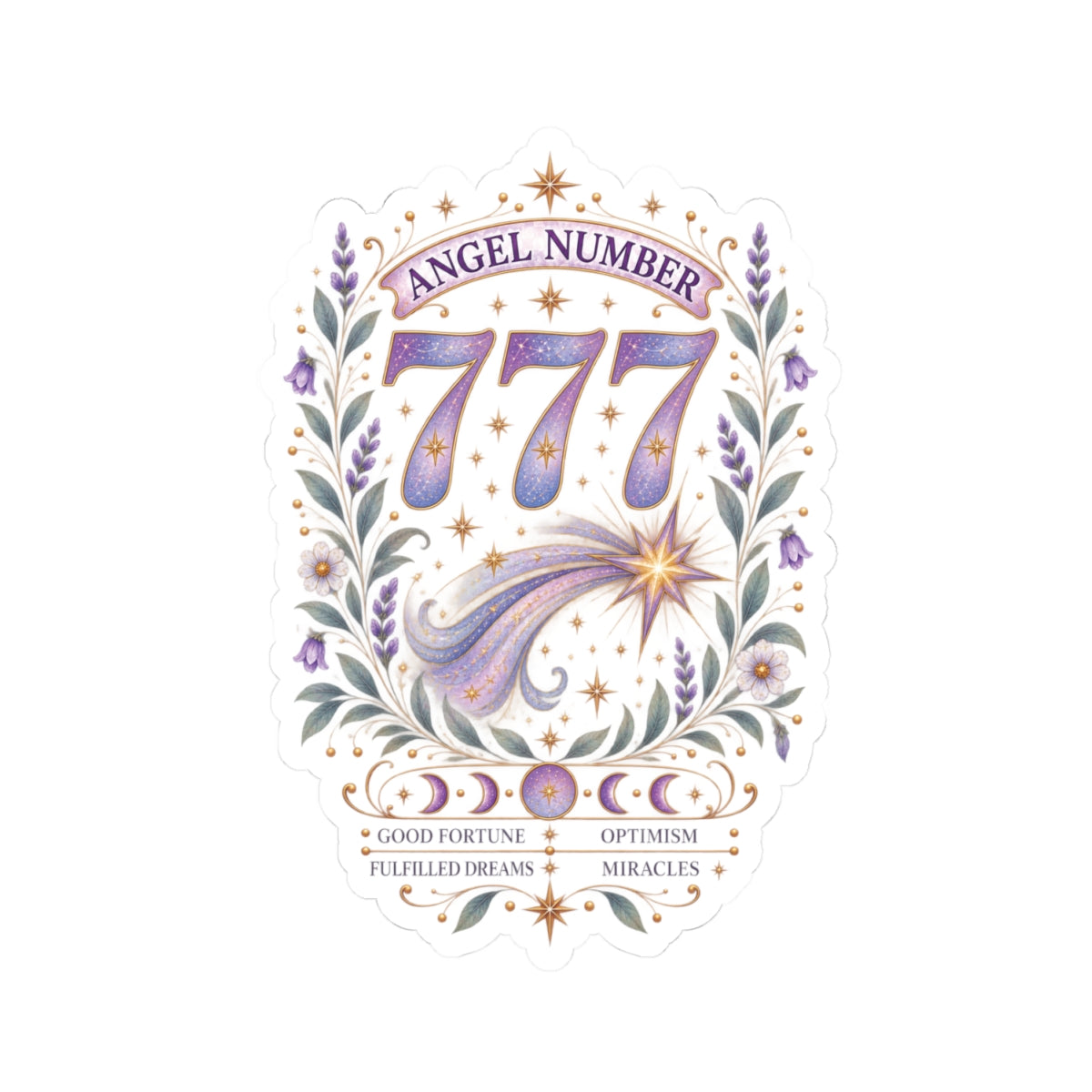 777 Angel Number Sticker, Good Fortune Vinyl Sticker, Miracles & Optimism Celestial Sticker, Spiritual Numerology Gift